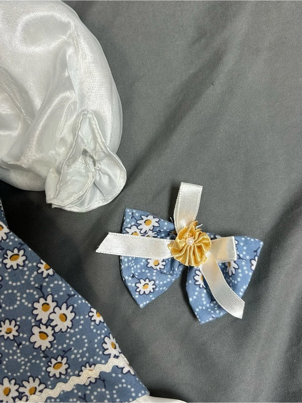 Vintage Doll Dress Unbranded Blue Daisy Print Touch Fastener Baby Dress Ruffle